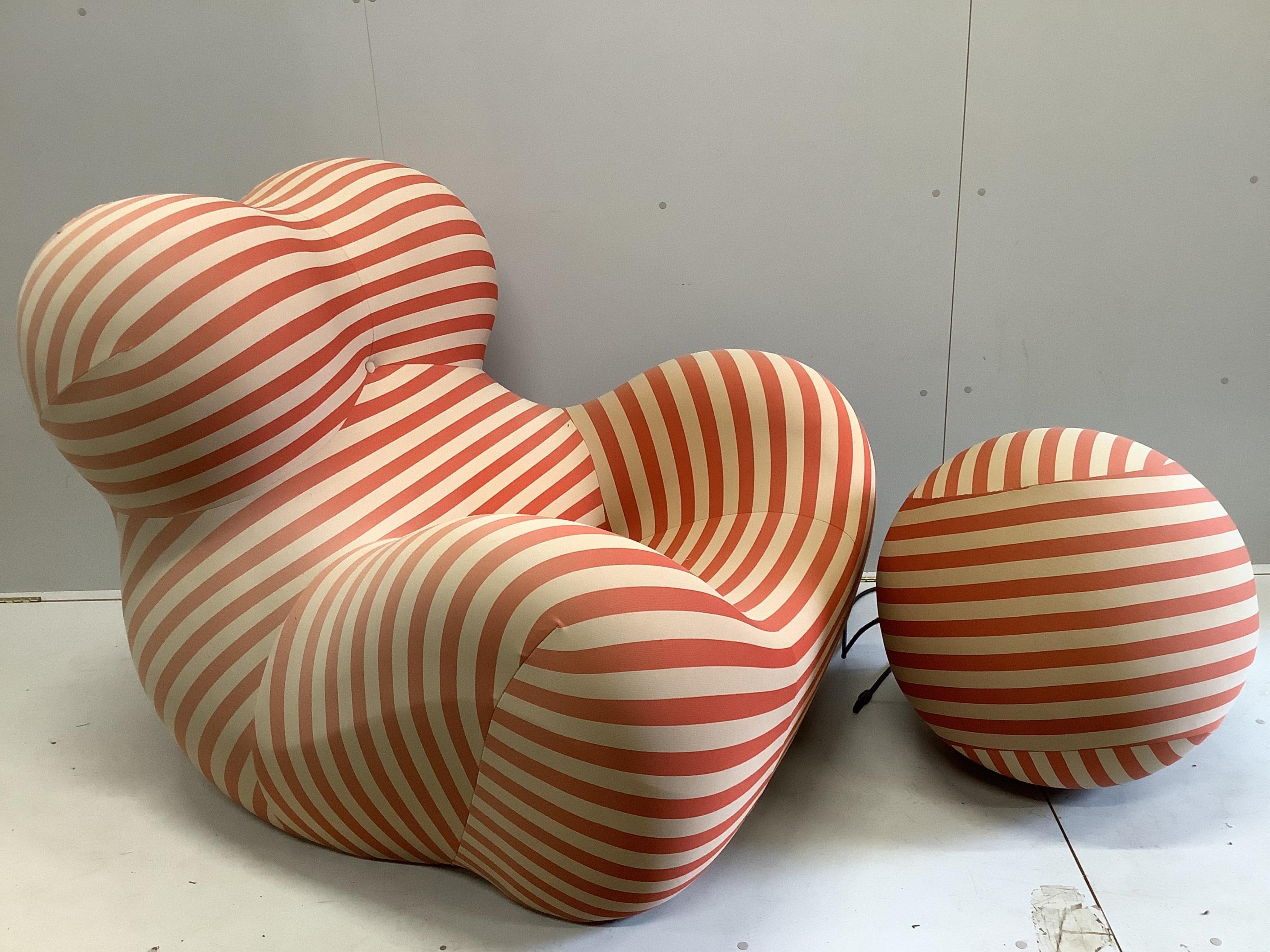 A B&B Italia UP 5 Mama Chair, width 110cm, depth 110cm, height 100cm and a UP 6 Stool by Gaetano Pesce